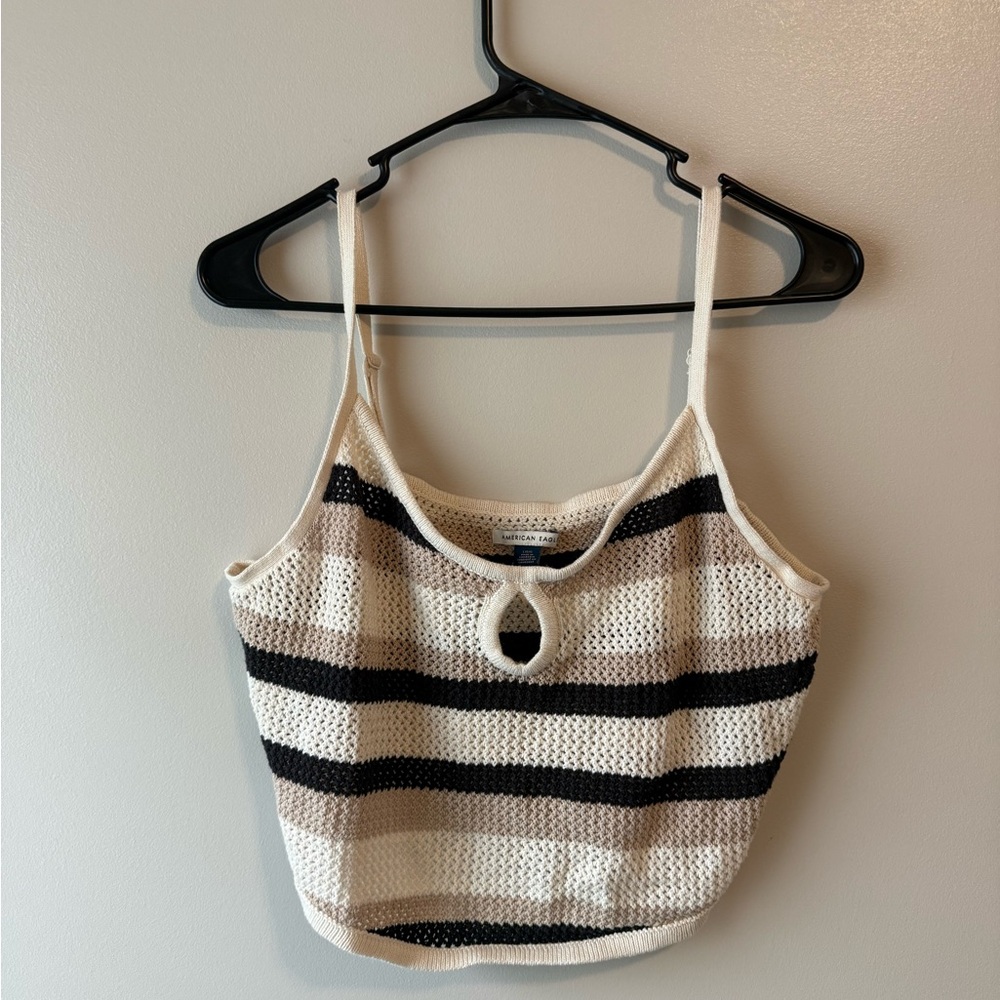 American Eagle Outfitters Striped Cropped Knit Tank Top